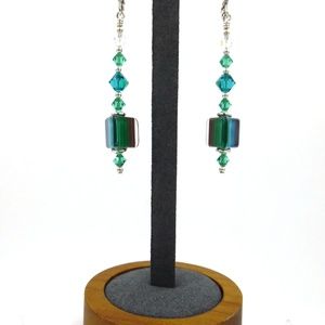 Green & Turquoise Furnace Glass Earrings